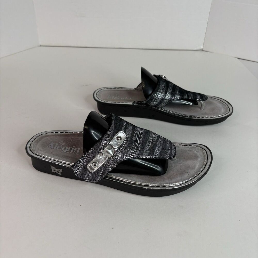 ALEGRIA Vanessa Gray / Silver Metallic EU 42 (US 10) Womens Sandals VAN-496 - Picture 2 of 10
